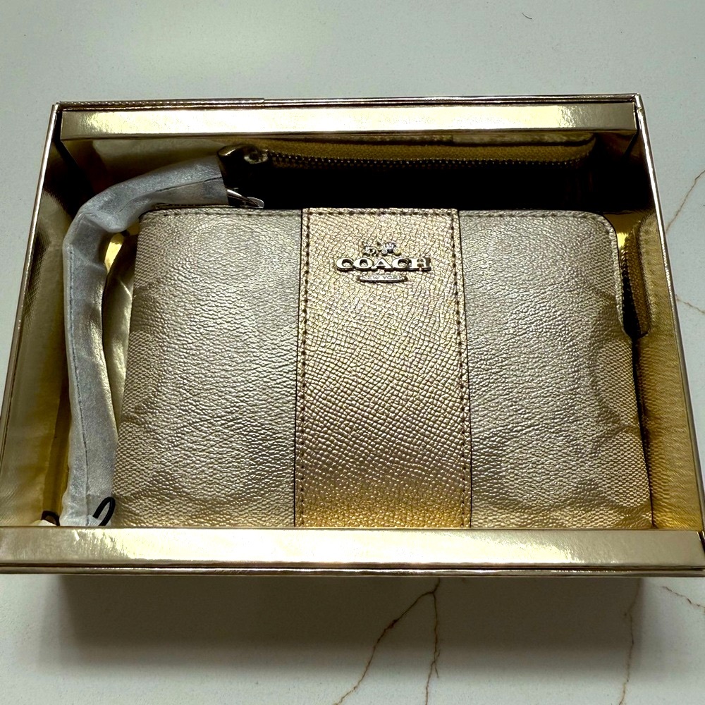 Coach Metallic Gold Wristlet